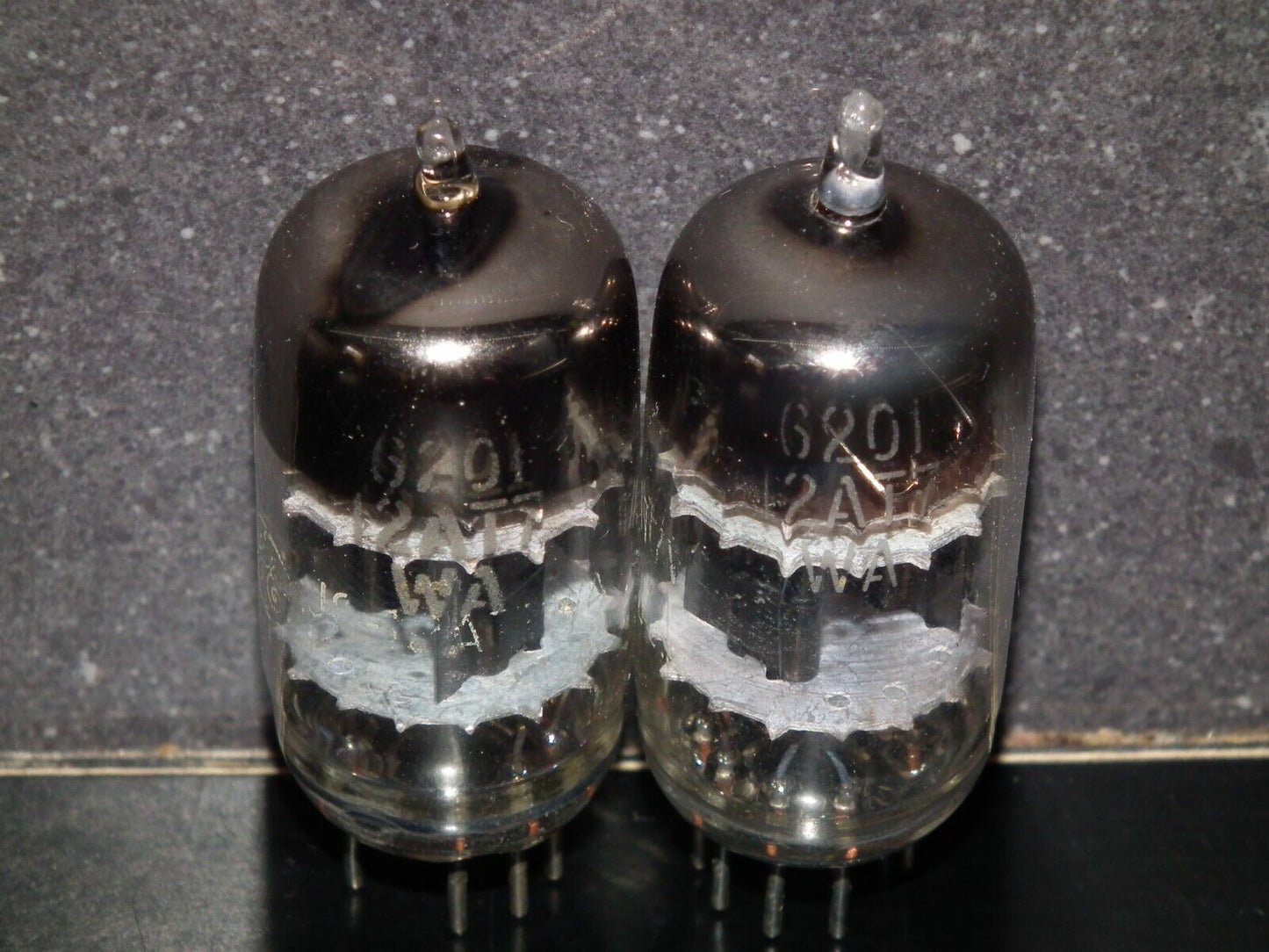 Matched pair 6201 GE 12AT7WB Triple Mica Square Getter tested 90% of NOS