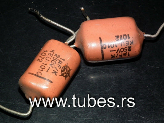 Two vintage capacitors 1mfd / 250V 1uF 250V ISKRA KEU 1972