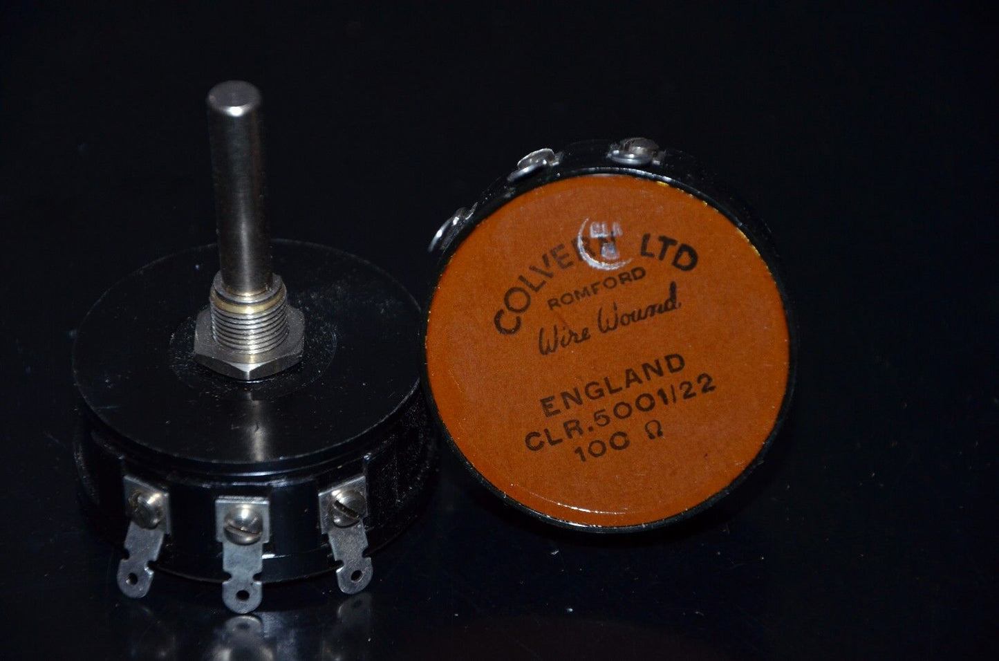 Two (2) NOS Colvern vintage wire wound potentiometers 100 Ohm 5W CLR.5001/22