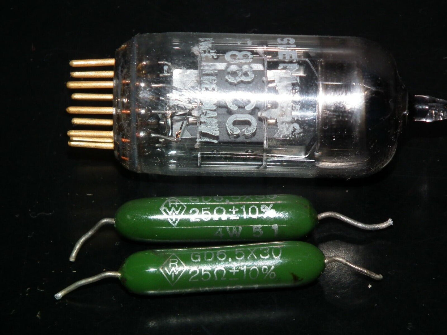 Two (2 pcs) vintage RWI resistors 25 Ohm 4W West Germany Klangfilm tube audio