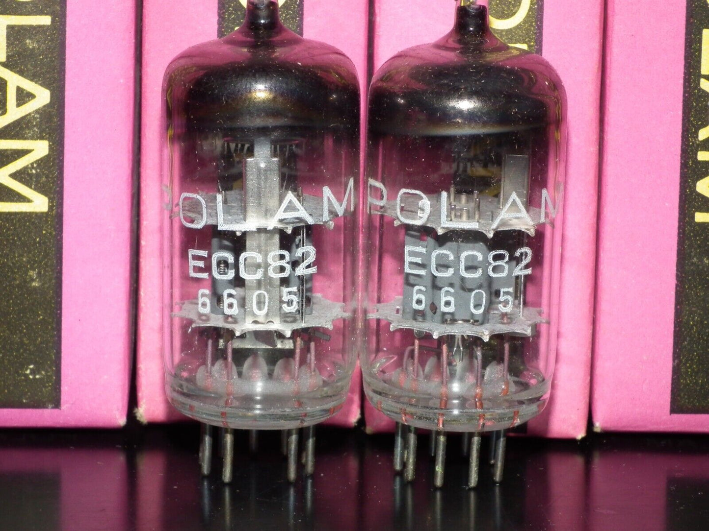 ECC82 12AU7 Polam Telam, NOS NIB Platinum Matched Pair, the same codes 1966