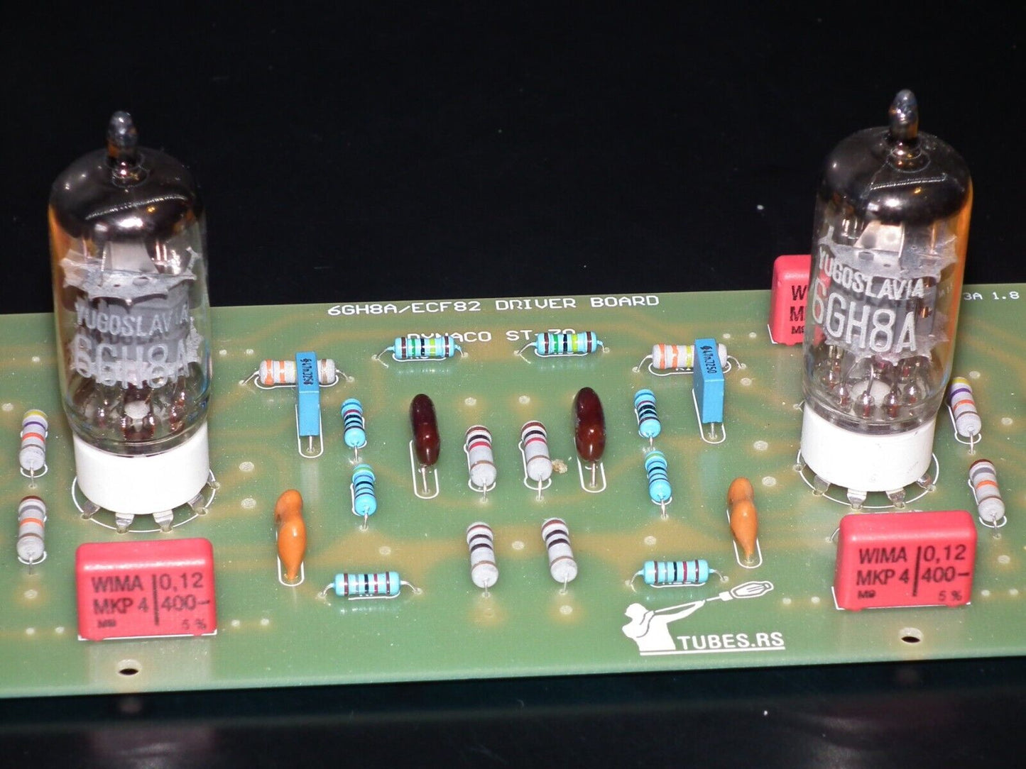 DYNACO ST-70 6GH8A / 6GH8 COMPLETE STUFFED PC-3 DRIVER BOARD (Retro Phenolic Look) WITH TUBES (NOS Platinum matched pair of 6GH8A EI Philips)