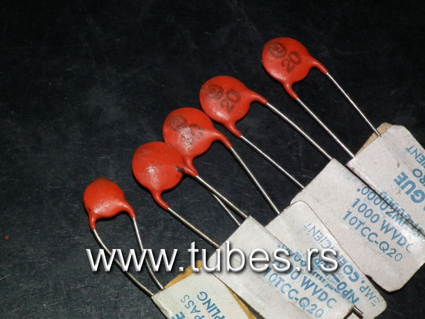 Five (5 pcs) NOS Sprague Disc Ceramic Capacitors 20pF 1000V - 0.00002uF 1000WVDC