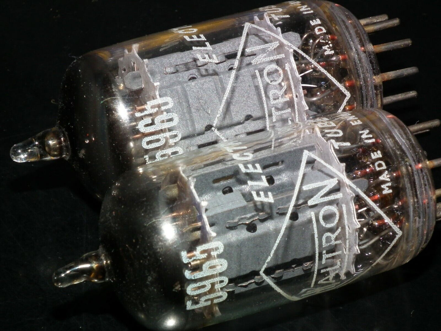 5965 Haltron E180CC 7062 NOS NIB Platinum matched pair, early 60s made in UK
