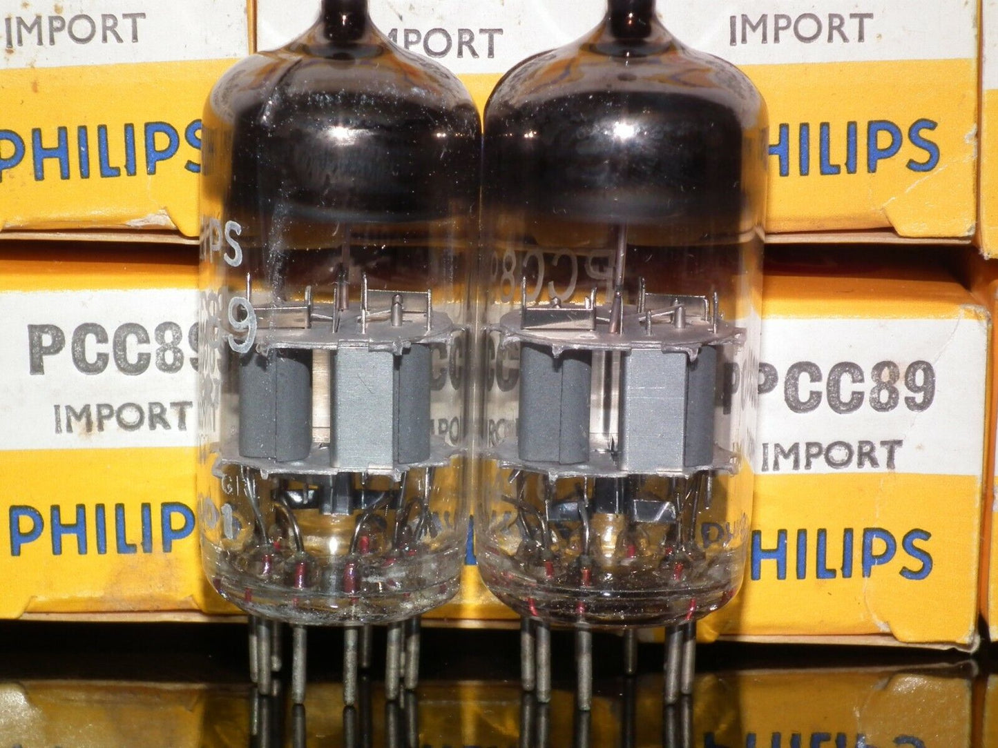 PCC89 7FC7 Philips Matched Pair NOS NIB Mullard Blackburn production 1970