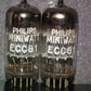 ECC81 12AT7 Philips Holland Flat Foil Crossbar D Getter (Used, matched pair)