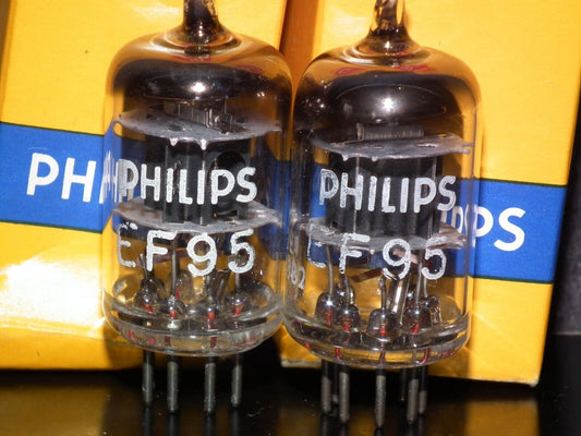 Matched Pair 5654 6AK5W EF95 Mullard Philips Square Getter Microphone