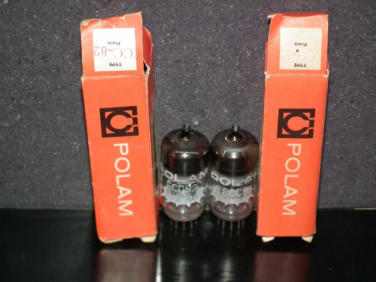 ECC82 12AU7 Polam Telam, NOS NIB Platinum Matched Pair, the same codes 70s