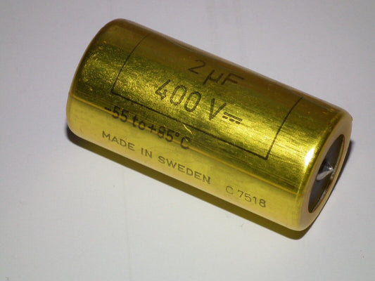 One vintage MP capacitors 2 uF / 400V Rifa Sweden (PIO - Paper in oil) Pull out