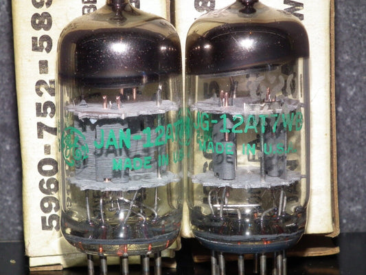 Matched pair 6201 GE 12AT7WB ECC81 ECC801S tested NOS, balanced sections
