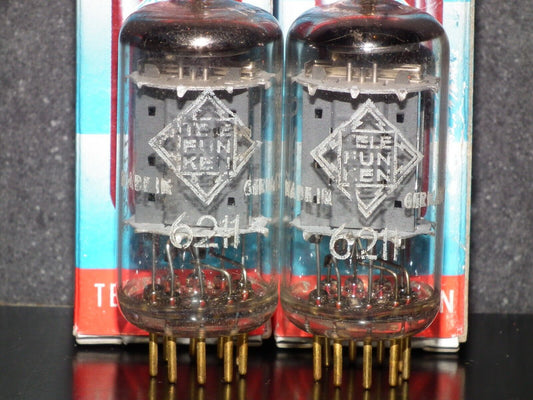 Platinum Matched Pair 6211 Telefunken ~ECC82 Tested NOS DB Gold Pins Same codes