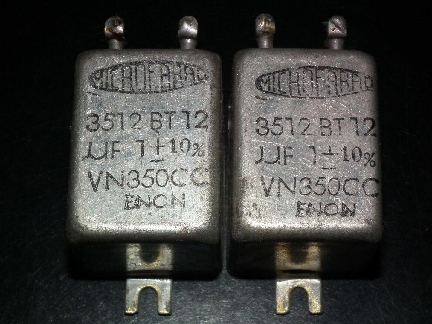 Two vintage PIO capacitors 1uF 350V MICROFARAD perfect for tube audio glass end