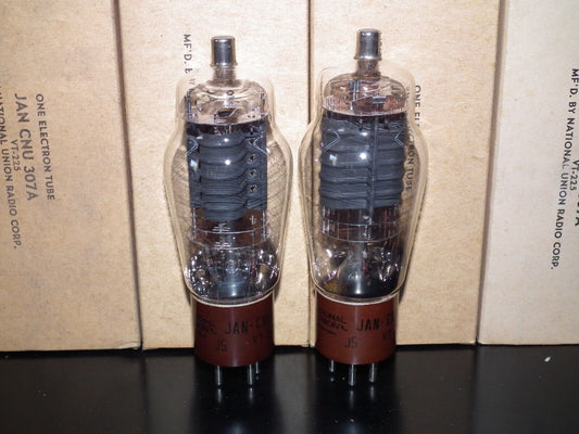 Platinum Matched Pair 307A National Union VT-225 NOS NIB JAN CNU307A Brown Base