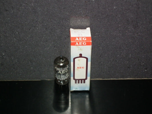 ECC81 12AT7 AEG Germany NOS NIB Telefunken smooth plates 17mm made by EI