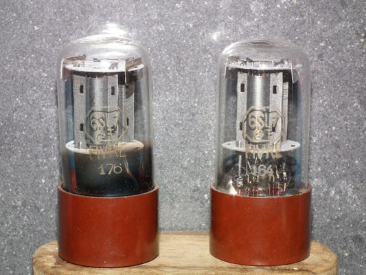 Platinum Matched Pair 6SL7GT Fivre USED Matched Pair RARE BROWN BASE D GETTER