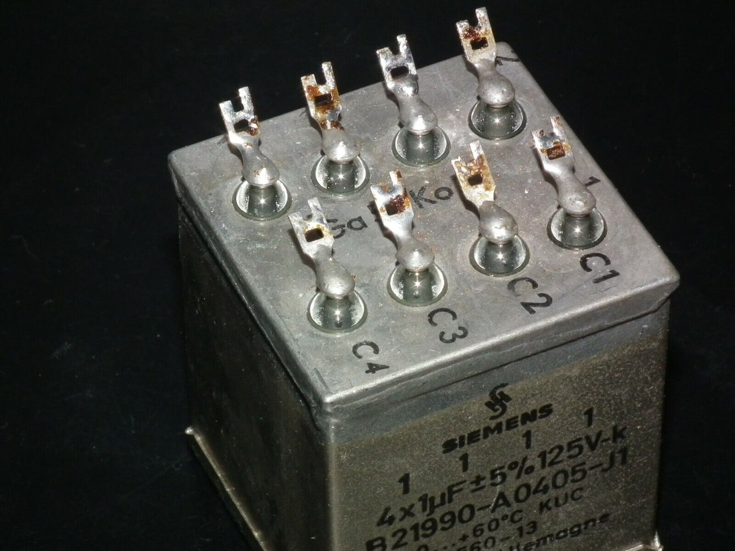 Vintage Siemens PIO capacitor 4x1.0 uF / 125V Klangfilm tube audio 4x1mfd 125V