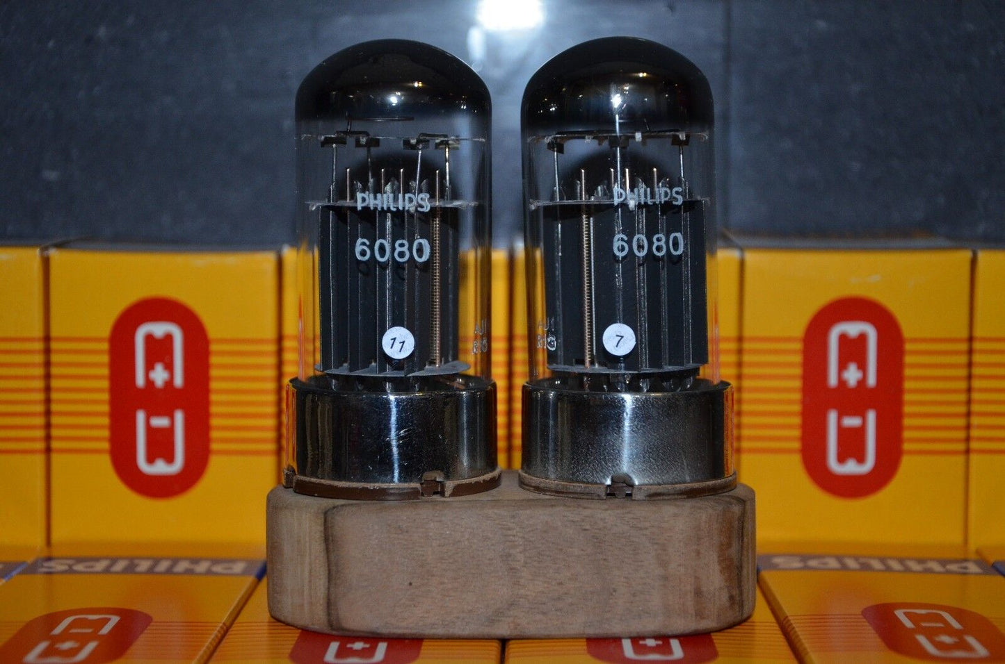 MULLARD 6080 6AS7 5998 Matched pair NOS, black plates tubes (rebranded Philips)