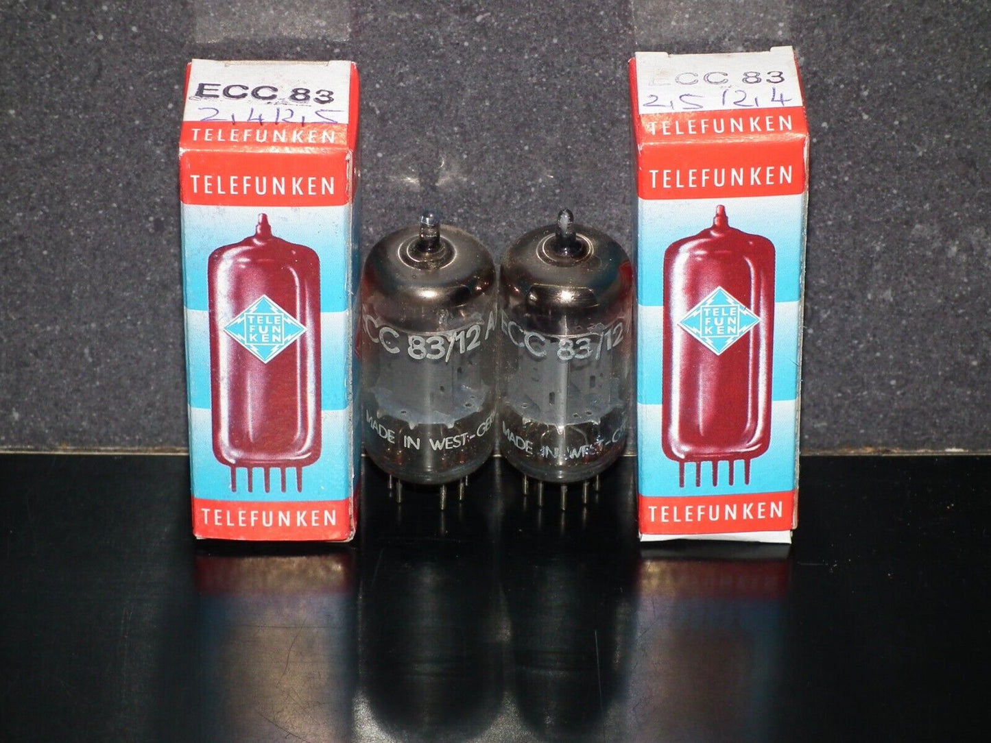 ECC83 Telefunken 12AX7 Matched Pair Smooth plates, diamond bottom, DYNACO USED 1