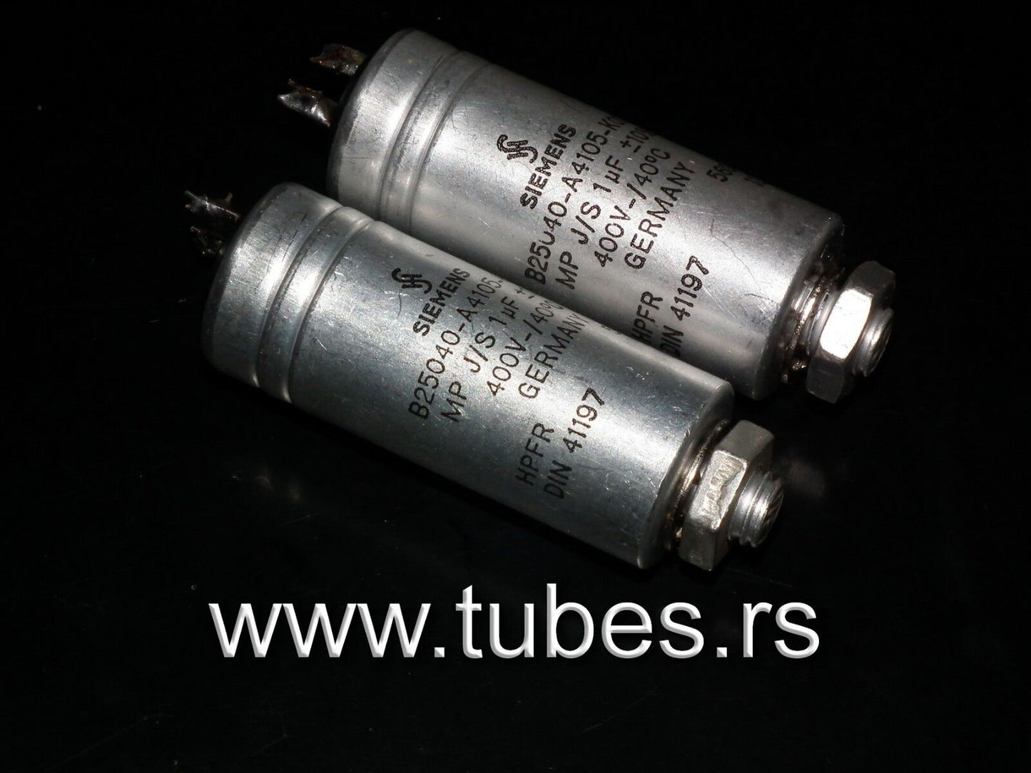 Two vintage Siemens PIO capacitors 1.0 uF / 400V Klangfilm tube audio