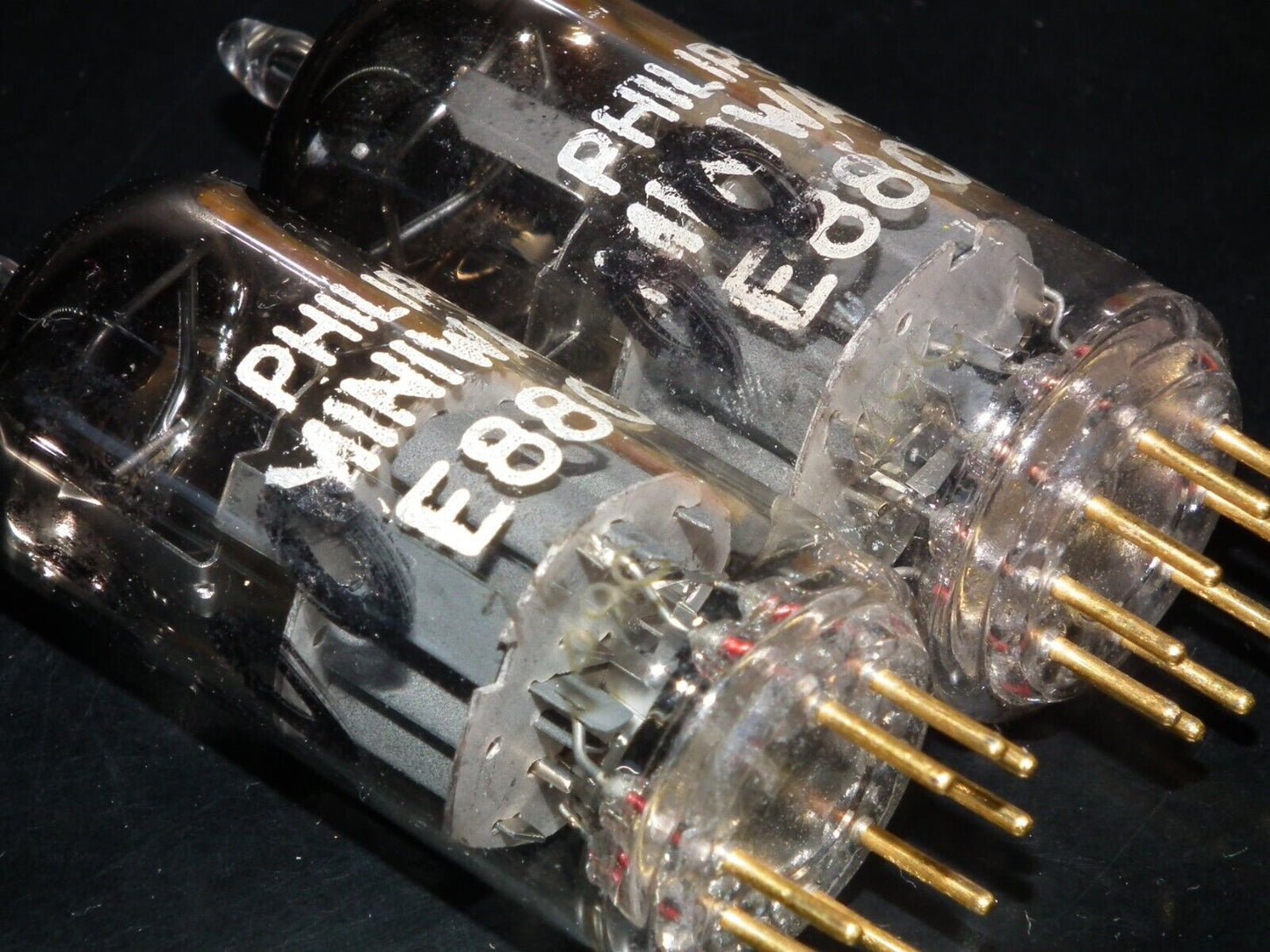 Matched Pair Philips E88CC 6922  (Rare Curved D Getter) Used tested NOS