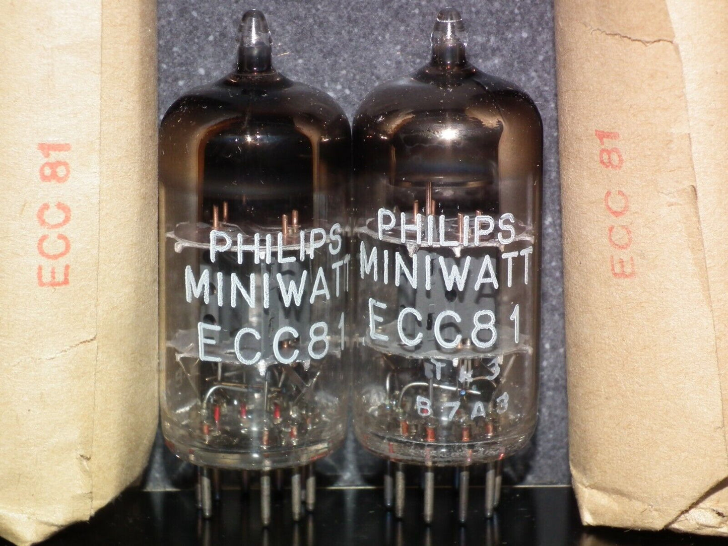 ECC81 12AT7 Mullard rebranded Philips NOS Platinum Matched Pair Blackburn 1967
