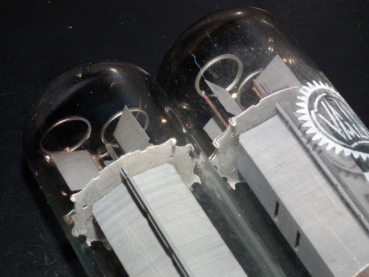 EL34 6CA7 Mullard Xf2 OO  Getter Welded Anodes Platinum Matched Pair Tested 75%