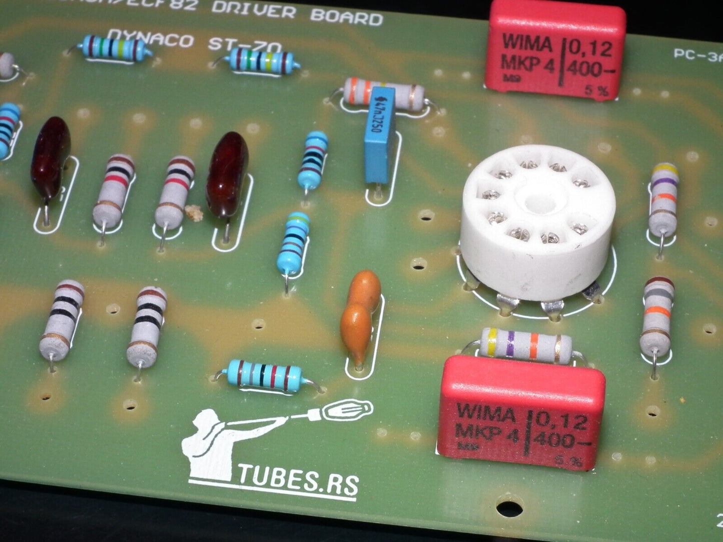 DYNACO ST-70 6GH8A / 6GH8 COMPLETE STUFFED PC-3 DRIVER BOARD (Retro Phenolic Look) WITH TUBES (NOS Platinum matched pair of 6GH8A EI Philips)