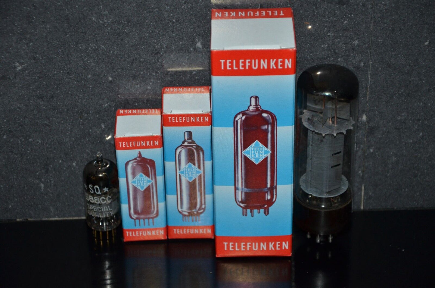 16 pcs TELEFUNKEN Tube Boxes THREE SIZES (Noval / Octal ) ECC83 EL84 EL34 GZ34
