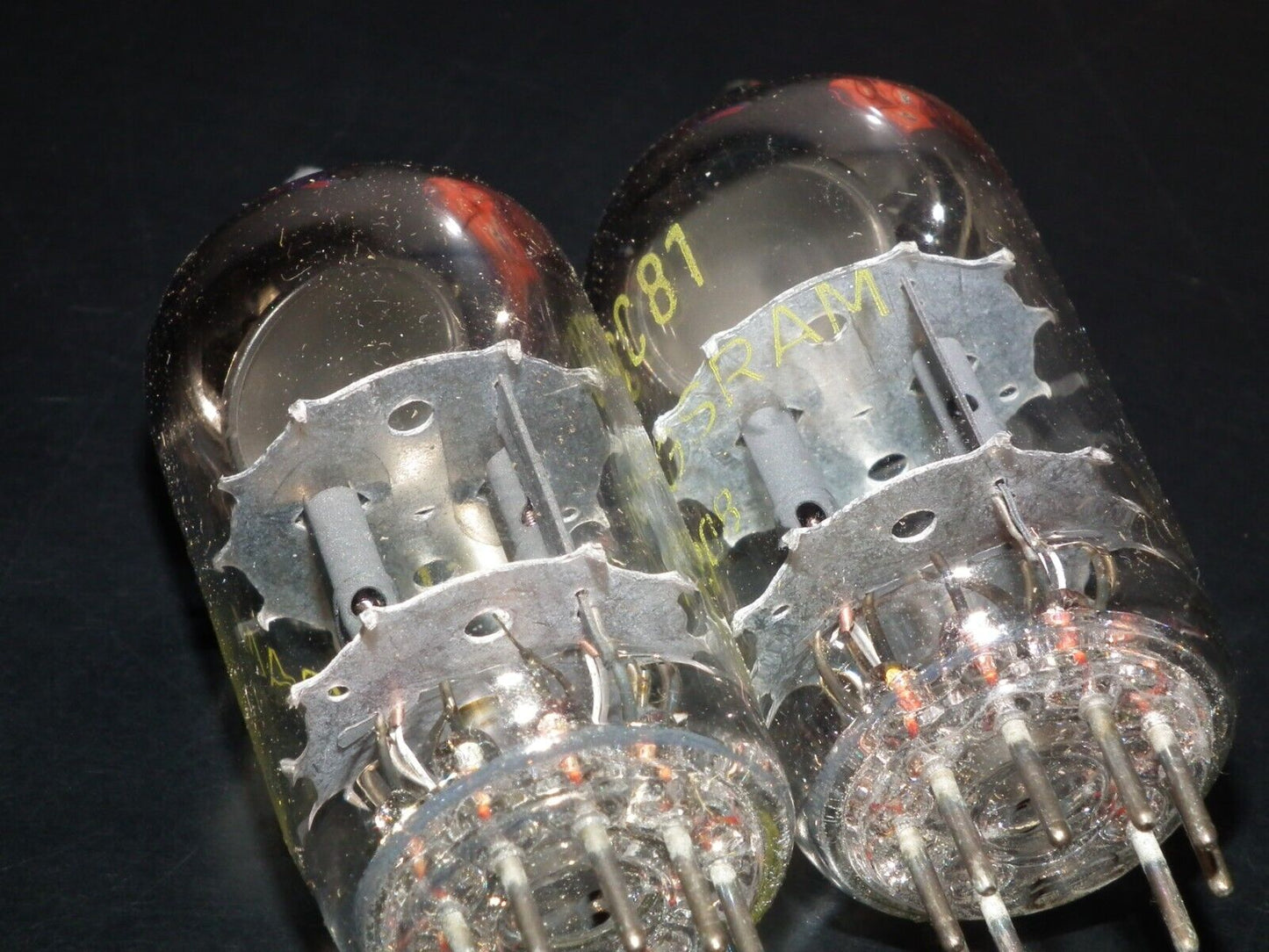 Platinum matched pair ECC81 Tungsram 12AT7 NOS NIB RARE Foil Disc Getter mid 50s