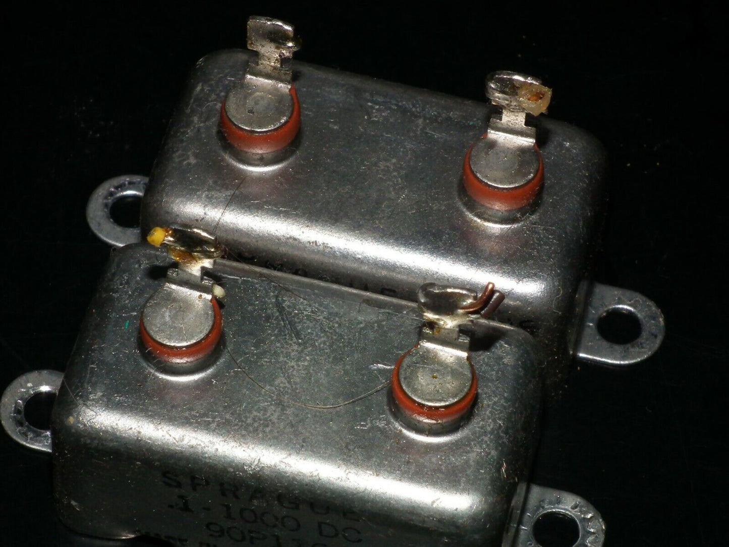 Two (2 pcs) RARE PIO Capacitors 0.1mfd 1000V 0.1u Sprague USA