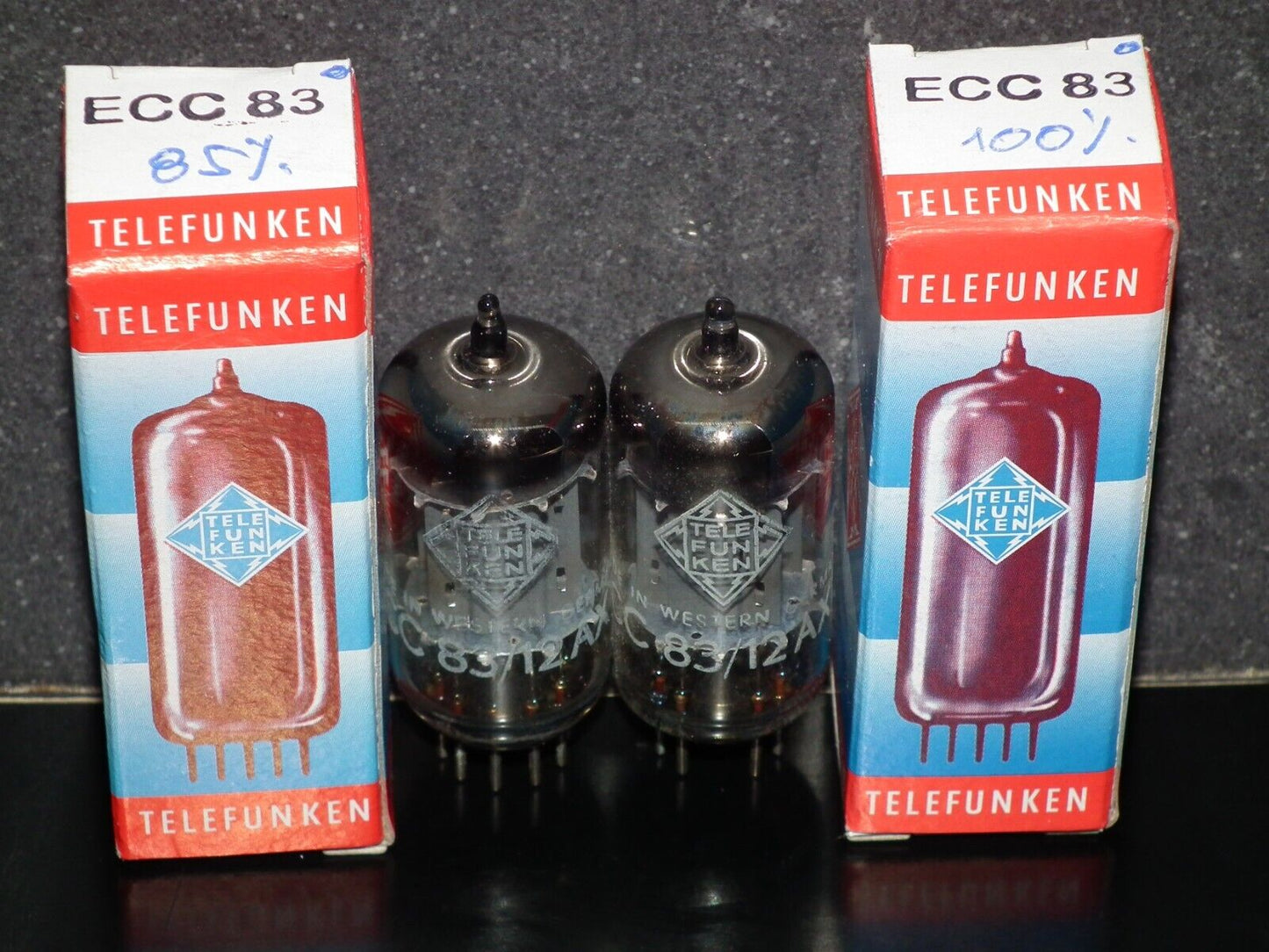 Matched Pair 12AX7 Telefunken ECC83 Tested 85/100% Smooth Anodes DB Berlin Codes