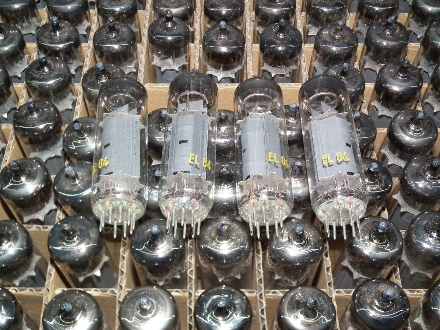 EL84 6BQ5 RFT Germany - NOS platinum matched pair early 60s - RARE WELDED PLATES