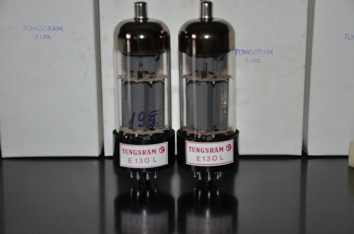 Platinum Matched Pair Tungsram E130L NOS in original boxes (7534)