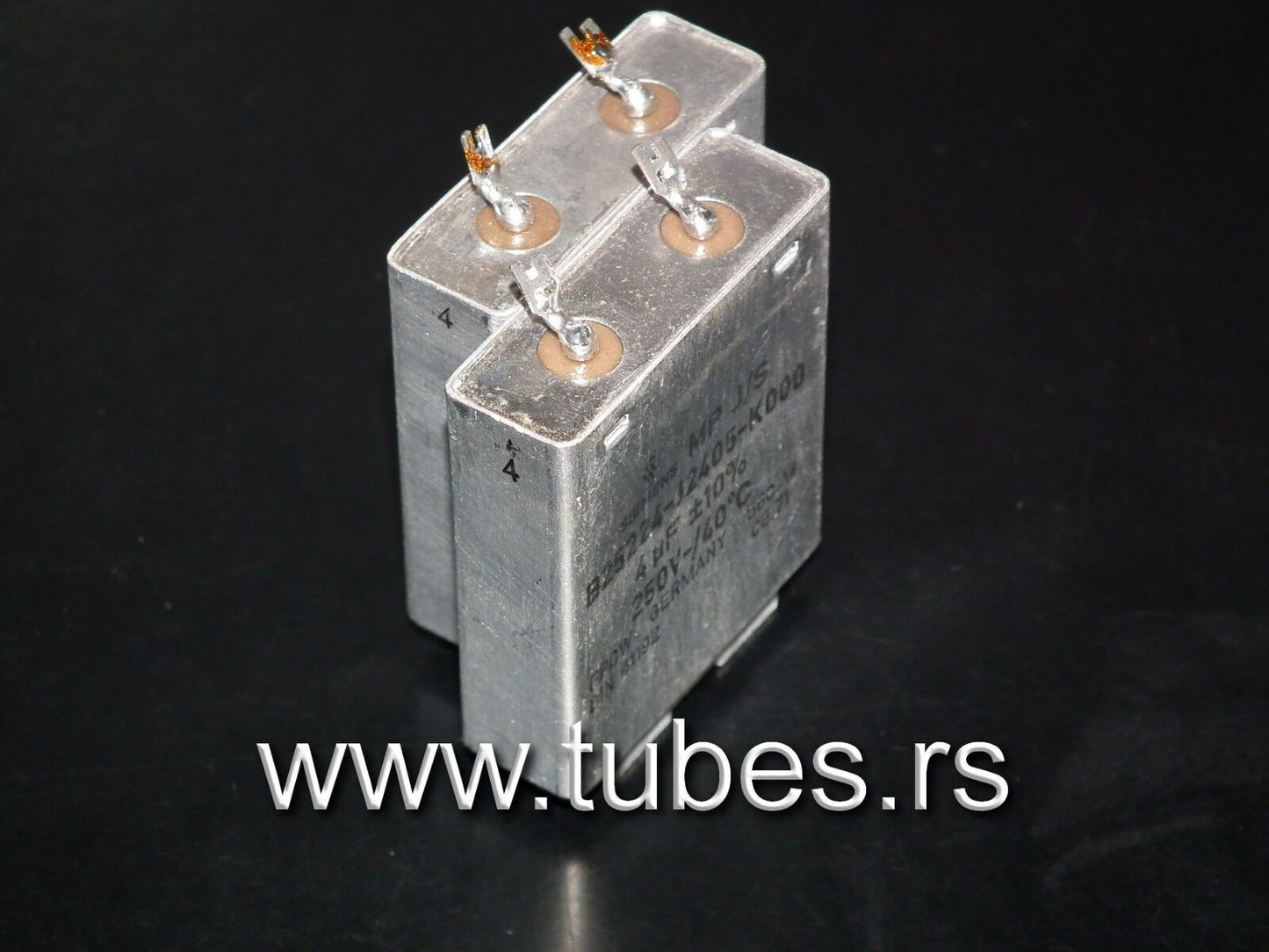 Two vintage Siemens PIO capacitors 4.0 uF / 250V Klangfilm tube audio