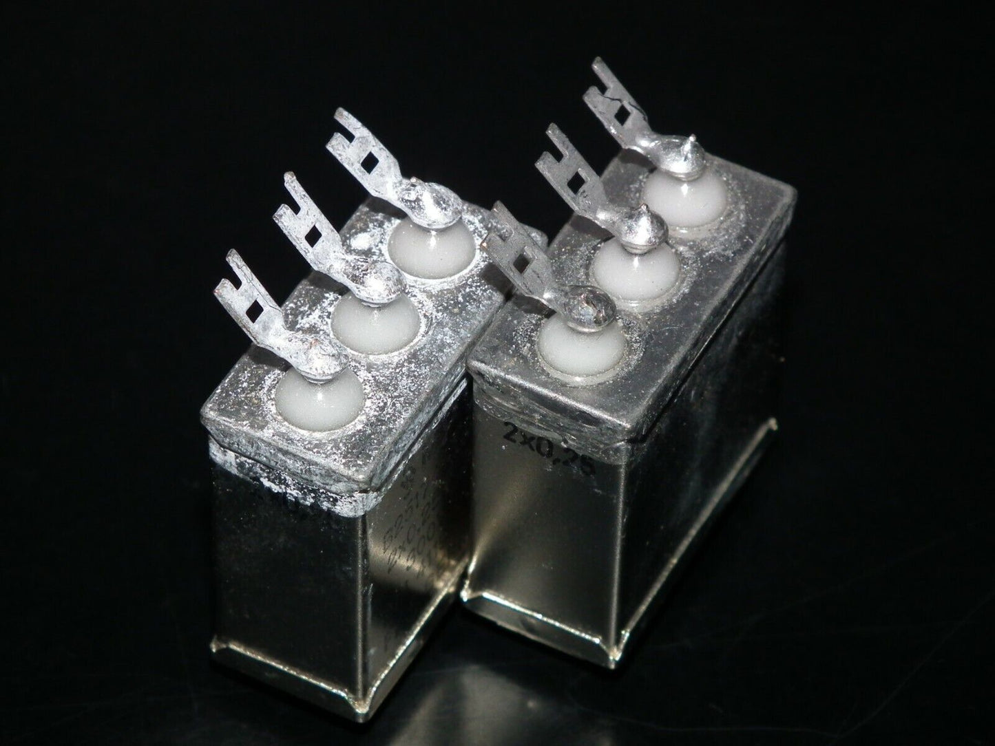 Two vintage Siemens PIO capacitors 2x0.25 uF 300V Klangfilm tube audio 70s