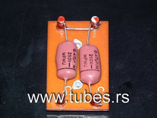 Two vintage capacitors 470nF / 0.47uF 250V ISKRA MFMU metalized polyester