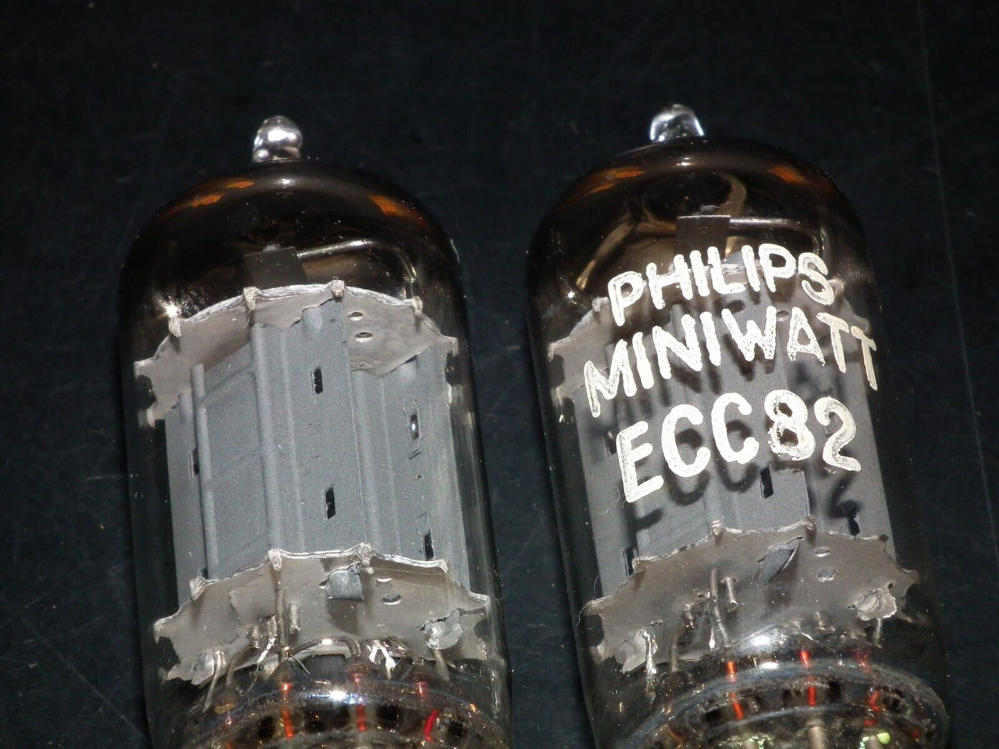 Matched Pair 12AU7 Philips ECC82 Long Anodes 17mm CrossFoil D Getter k63 1957