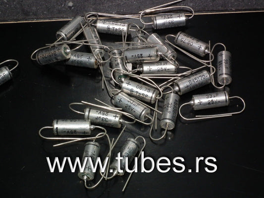 Two vintage Siemens Tantalum Elyt capacitors 33uF 25V NOS 1975 KLANGFILM