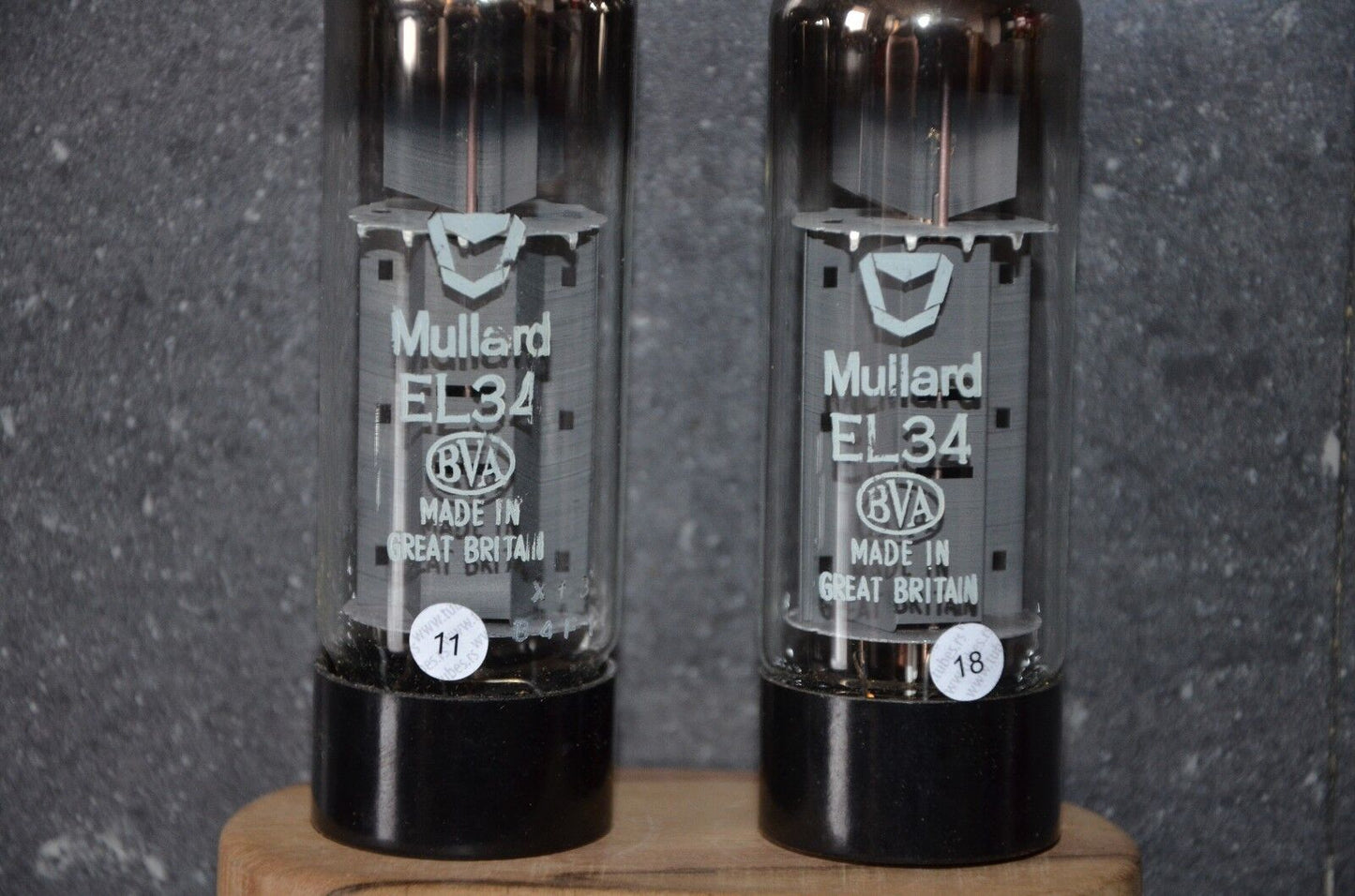 EL34 6CA7 Mullard Xf3 NOS Platinum Matched Pair, Made in Blackburn, 1974
