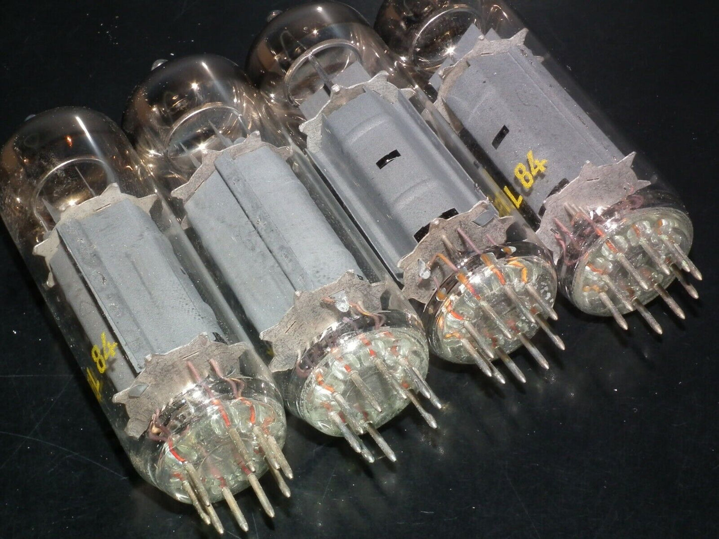 EL84 6BQ5 RFT Germany - NOS platinum matched quad - early 60s RARE WELDED PLATES