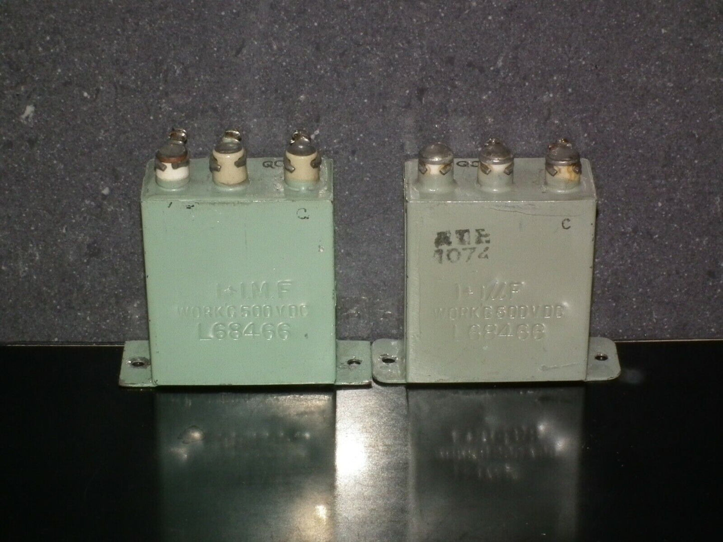 Two vintage RARE PIO capacitors 1+1 uF / 500V DC tube audio