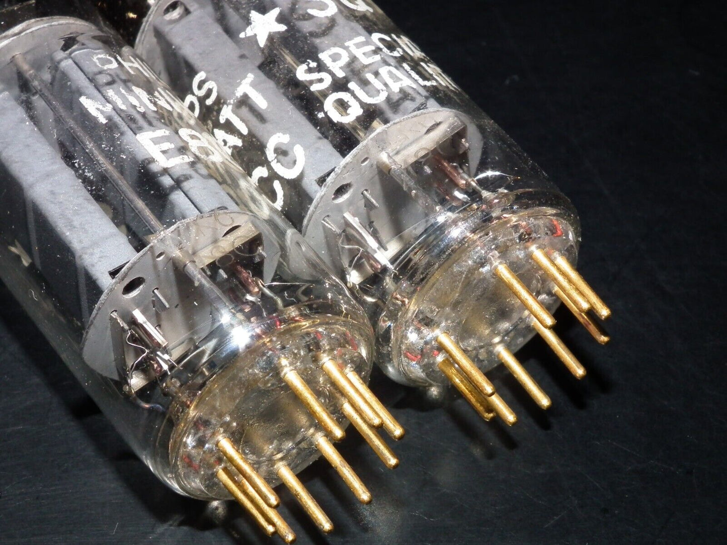 Philips E80CC 6085 Matched pair (Rare FOIL D Getter, PINCHED WAIST!) Tested NOS