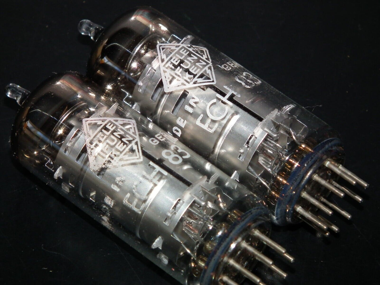 Matched Pair ECH83 Telefunken NOS NIB Diamond Bottom Berlin plant, the same code