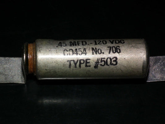 One vintage PIO capacitor 0.45uF 120V NOS Chicago Condenser Corp 0.45mfd #503