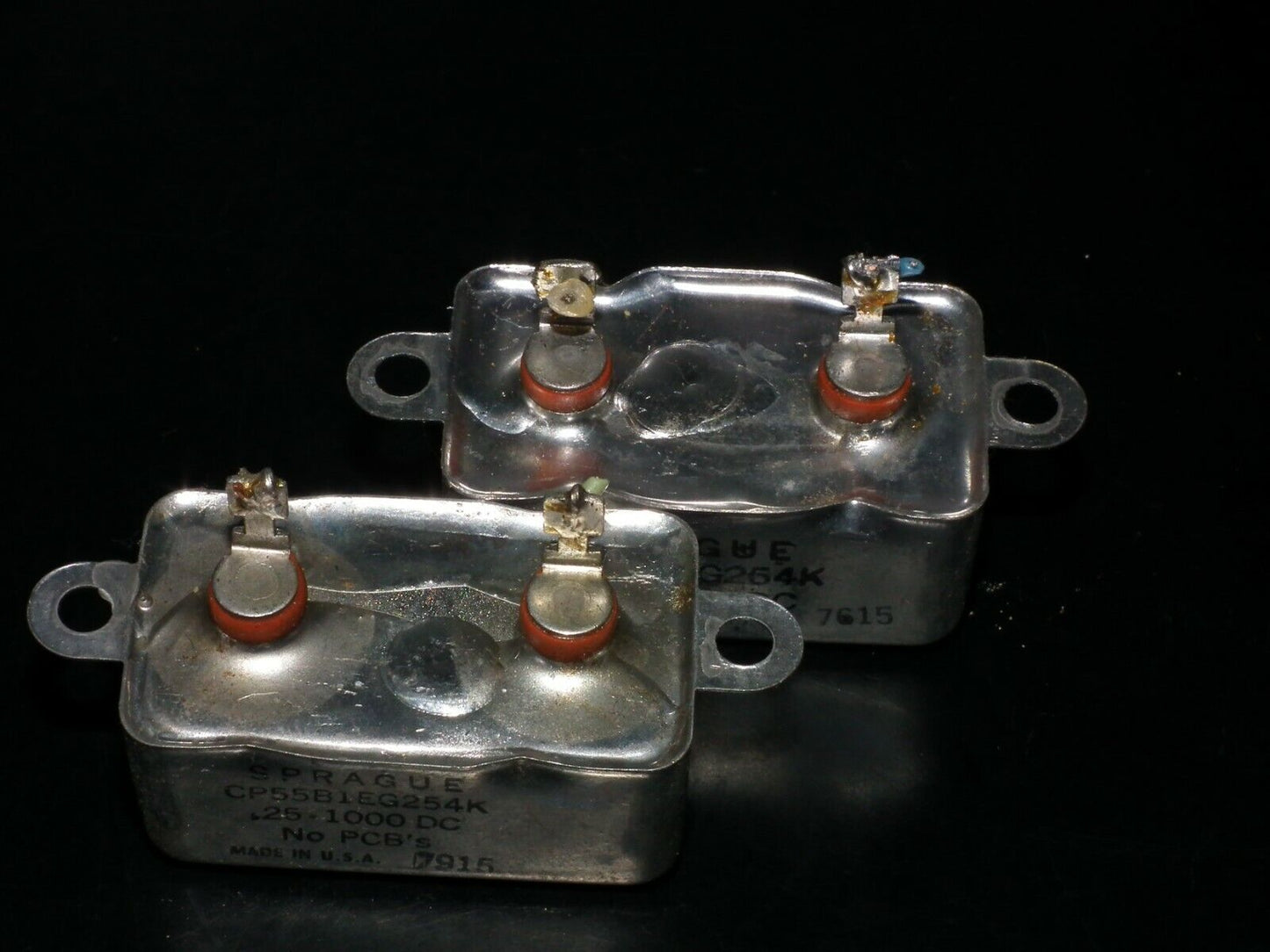 Two (2 pcs) RARE PIO Capacitors 0.25mfd 1000V 0.25u Sprague USA
