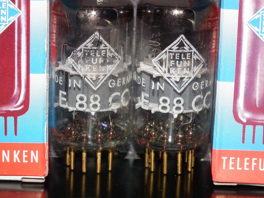 Platinum matched pair E88CC Telefunken 6922 Diamond Bttm Ulm Balanced Tested 95%