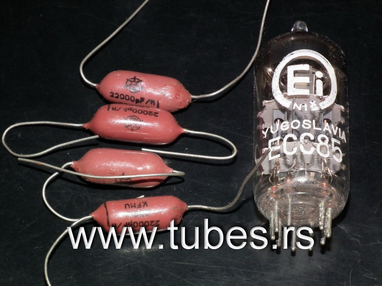 Four vintage NOS capacitors 22nF / 0.022uF 250V ISKRA KFMU metalized polyester