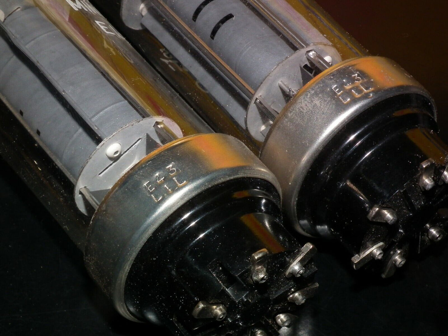 Matched Pair Philips EL50 Output Pentode RARE Dual D GETTER Metal Base same code