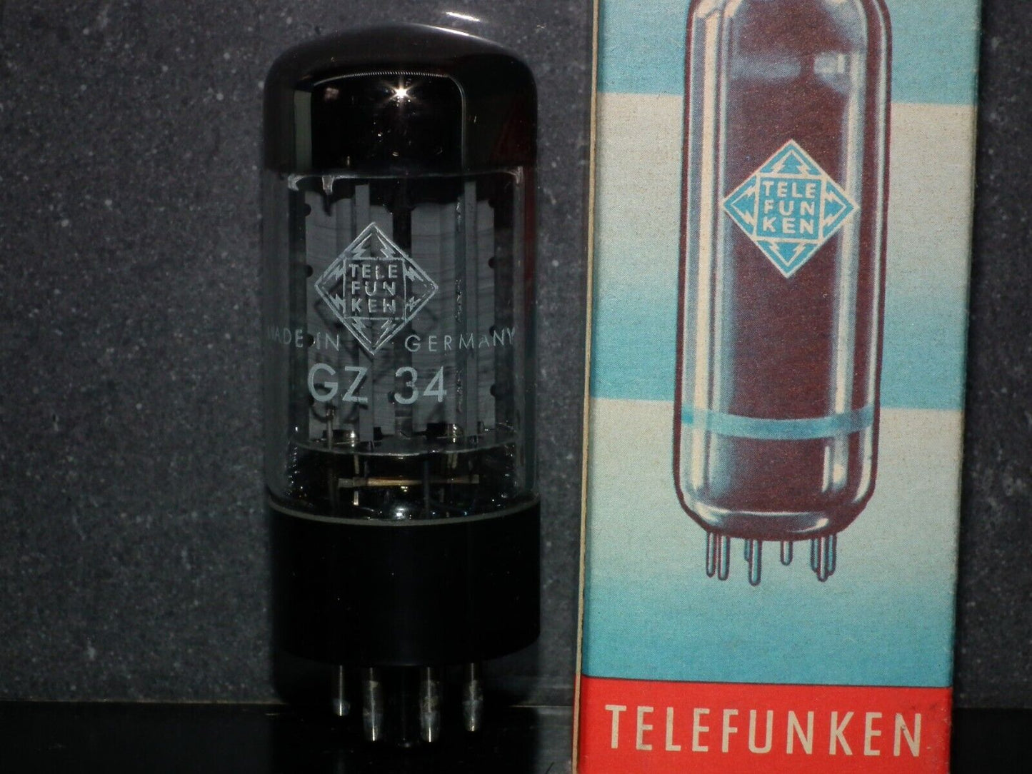 GZ34 Telefunken Mullard 5AR4 rectifier, DD Getter, NOS NIB f32