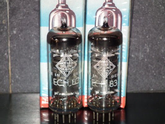 Matched Pair ECH83 Telefunken NOS NIB Diamond Bottom Berlin plant, the same code